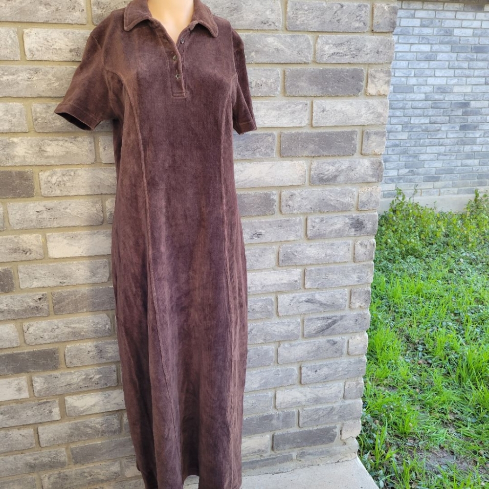 90s Talbots stretch corduroy maxi dress